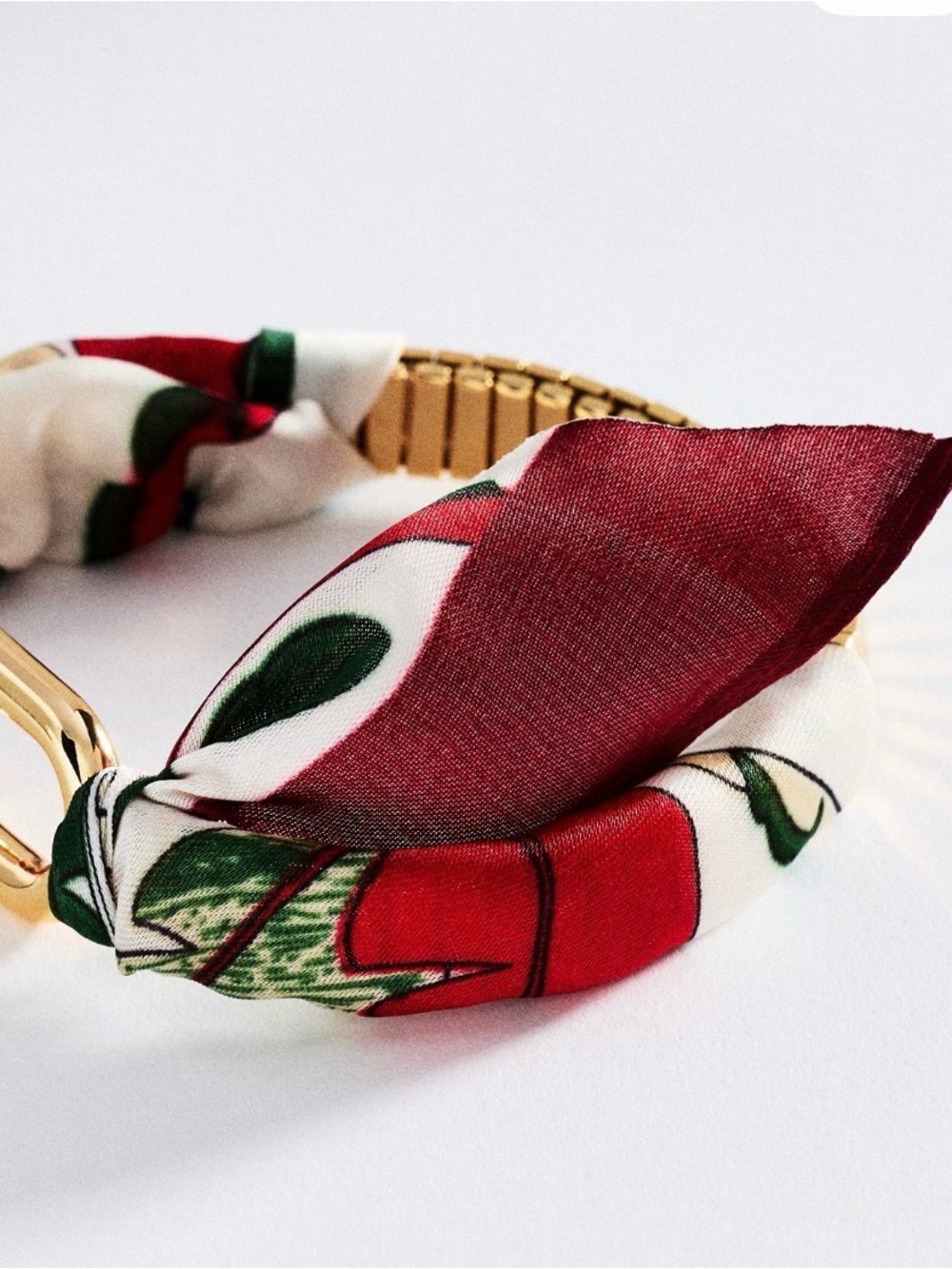 Anthropologie Printed Fabric Bracelet Wine Motif Gold Plated Stretch One Size - Picture 3 of 9